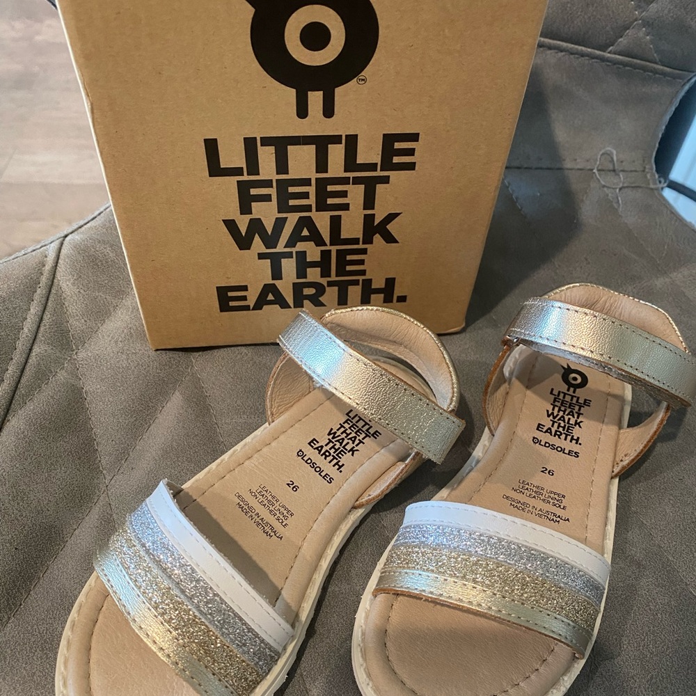APMA Approved (Podiatrist) ✅ Old Soles Gold/Silver Glitter Sandals 9.6/26